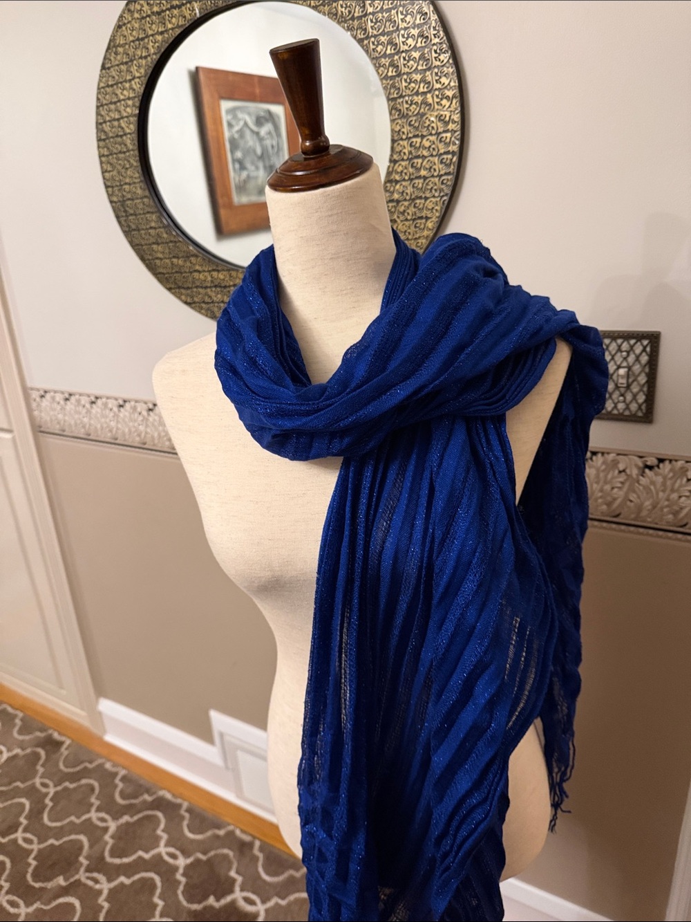 Blue Lightweight glitter Women's Scarf - Elegant Draped Wrap Apt 9